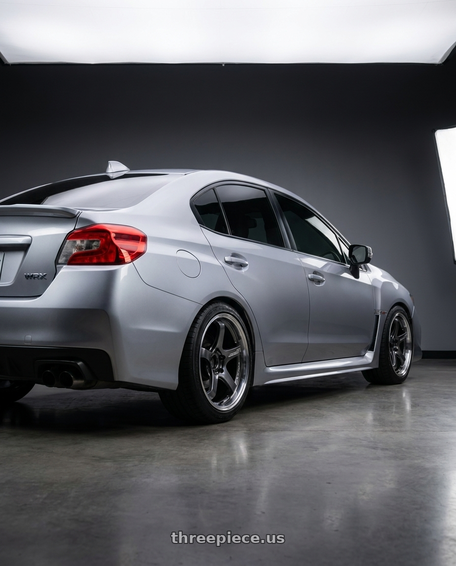 2018  SUBARU  WRX with Advan Racing GT BEYOND 5x114.3 18x8.5 +37 MACHINING & HYPER PLATINUM BLACK wheels rear three quarter view square tires
