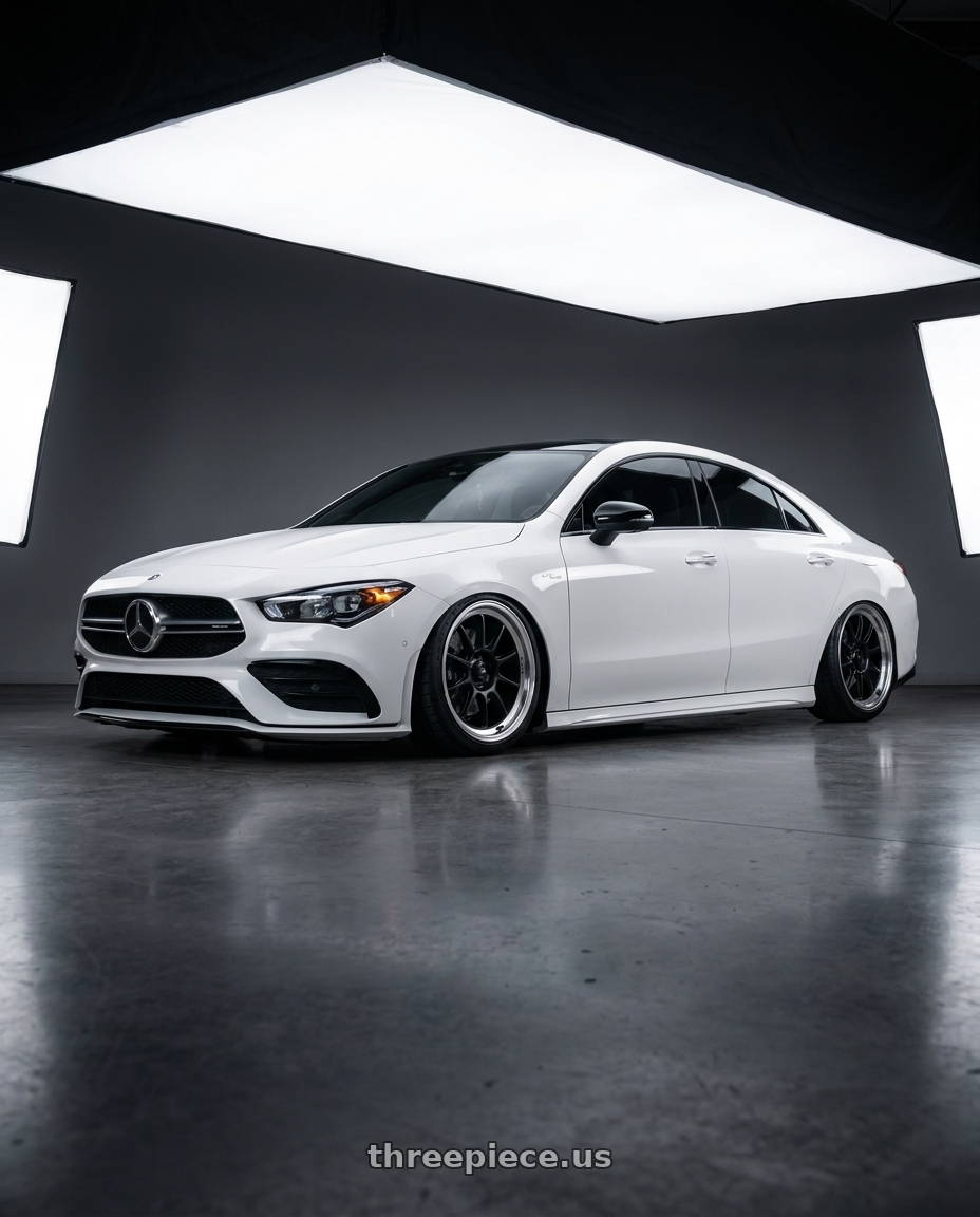 2023 Mercedes-Benz CLA C118 with Konig Countergram 5x112 19x9.5+30 Matte Black / Matte Machined Lip wheels