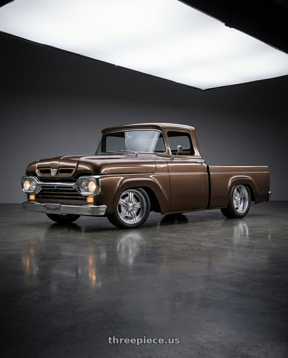 1960 ford f100 with Work Gnosis Cvd 5x114.3 19x9.5+38 A Disk Brush Silver Clear wheels