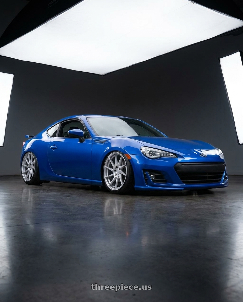 2017 Subaru BRZ with Aodhan AH09 5x100 18x8.5 +35 Gloss Silver Machined Face wheels