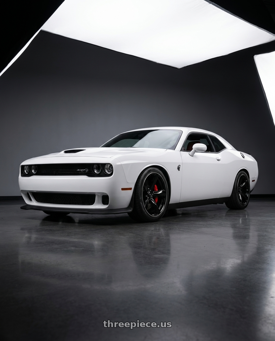 2021 Dodge Challenger R T with American Racing TTF 5X115 20X9.5 +15 GLOSS BLACK W/ DDT LIP wheels