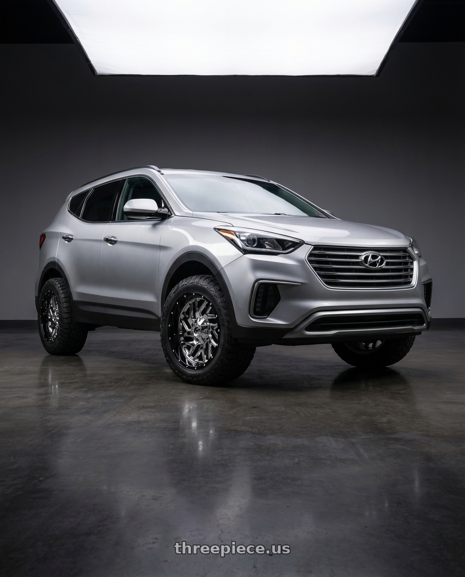 2018 Hyundai Santa Fe Se with Fuel 2PC D211 TRITON 5X114.3/5X127 20X10 -19 CHROME PLATED GLOSS BLACK LIP wheels