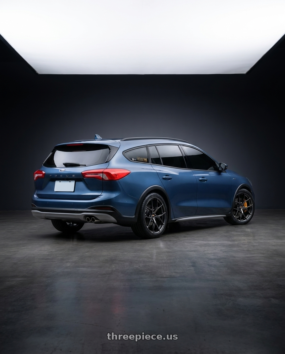 2023 ford activewagon with BBS FI-R 5x112 19x9.5 +15 Diamond Black wheels rear three quarter view square tires