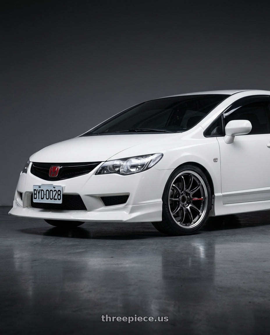 2006 Honda civic with Work Emotion Zr10 5x100 18x8.5 +32 Glim Black Diamond Rim cut wheels