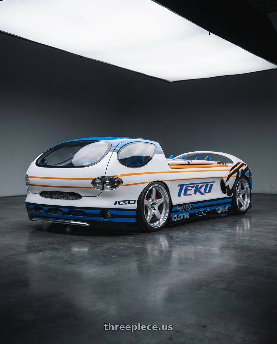 2003 dodge deora 2 with ESR Wheels APEX SERIES AP5 5x100 18x8.5 +30 Hyper Silver wheels front three quarter view lowered stance