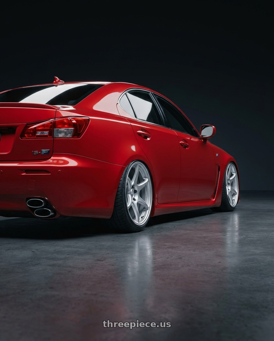 2012 Lexus IS-F with Kansei K11S Tandem 5x114.3 19x9.5 22 Hyper Silver wheels rear three quarter view slight stretch tires