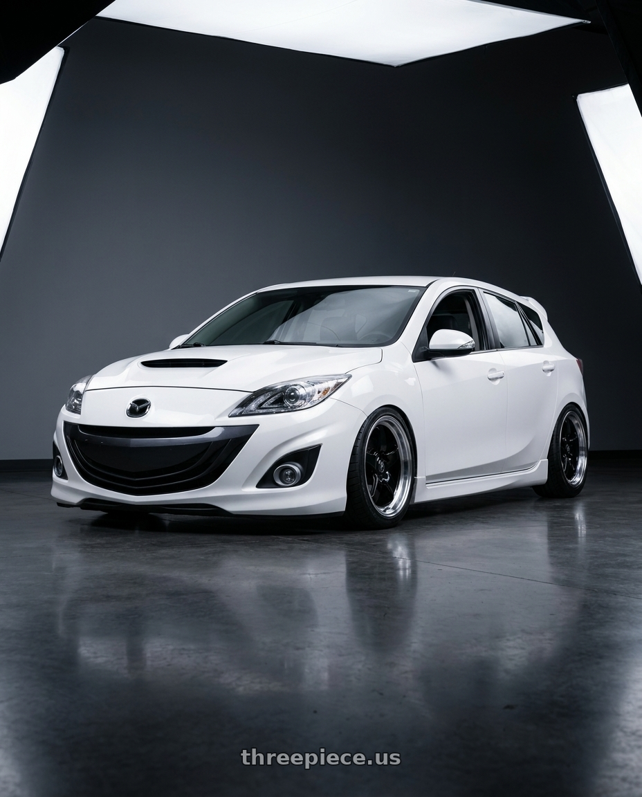 2012 Mazda Mazdaspeed3 with Forgestar D5 Drag 5x114.3 18x10 +42 Gloss Black Machined wheels