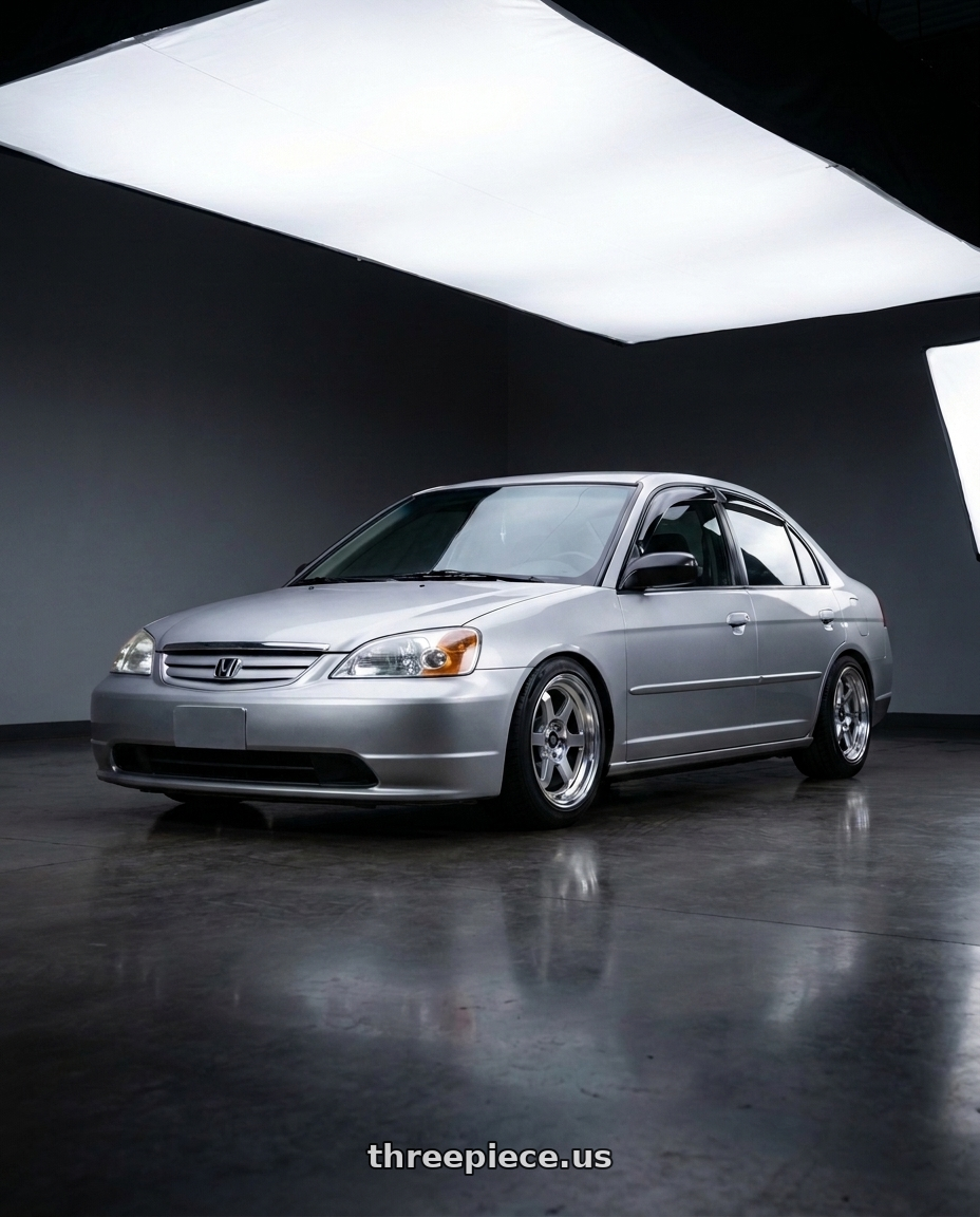 2002 Honda civic ex with Vors TR4 5x100 17x8  +35 Silver Machine Face wheels