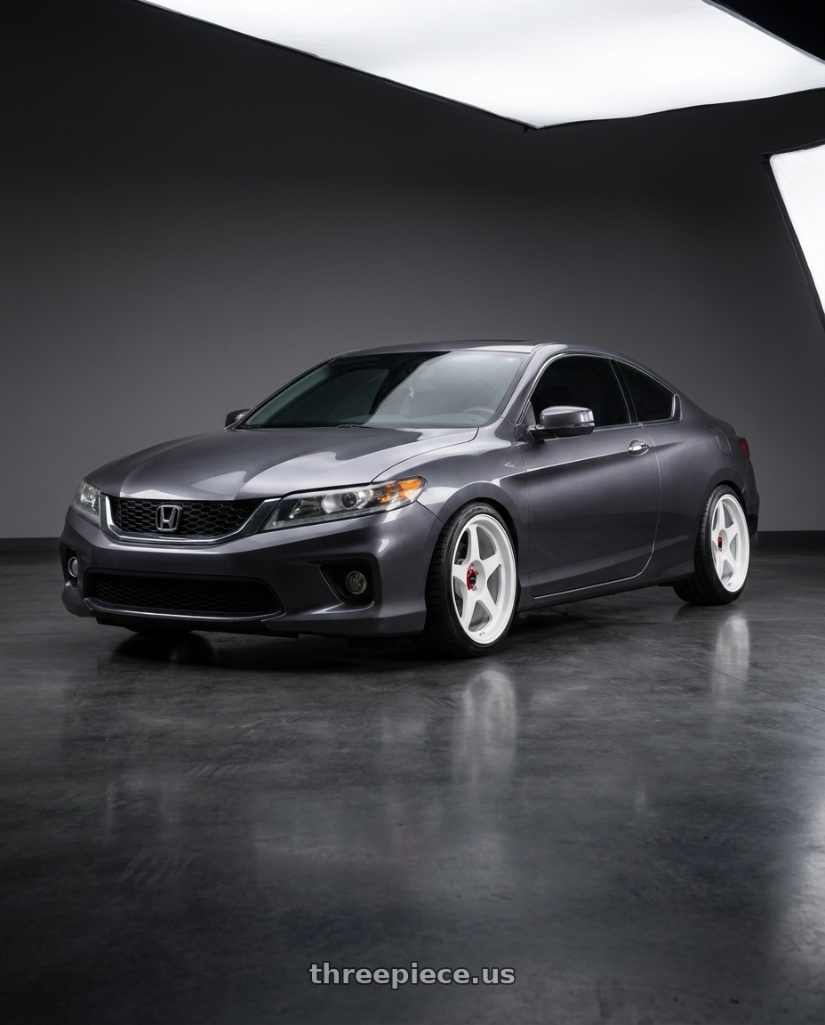 2013 honda accord ex-l with R6061 Forged R1 5x114.3 18X8.5 +20 Championship White wheels