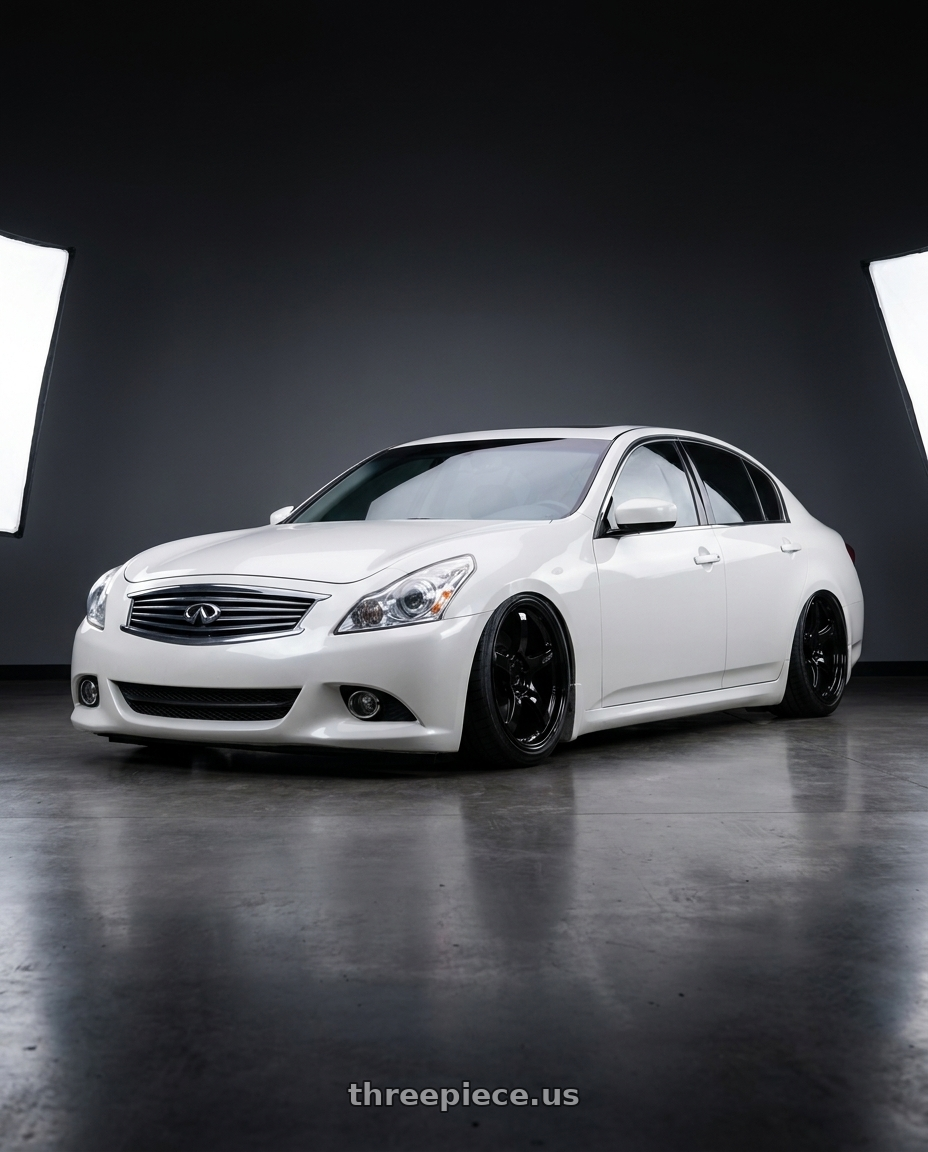 2012 Infiniti G37 with Gram Lights 57CR 5x114.3 19x9.5+25 Glossy Black wheels