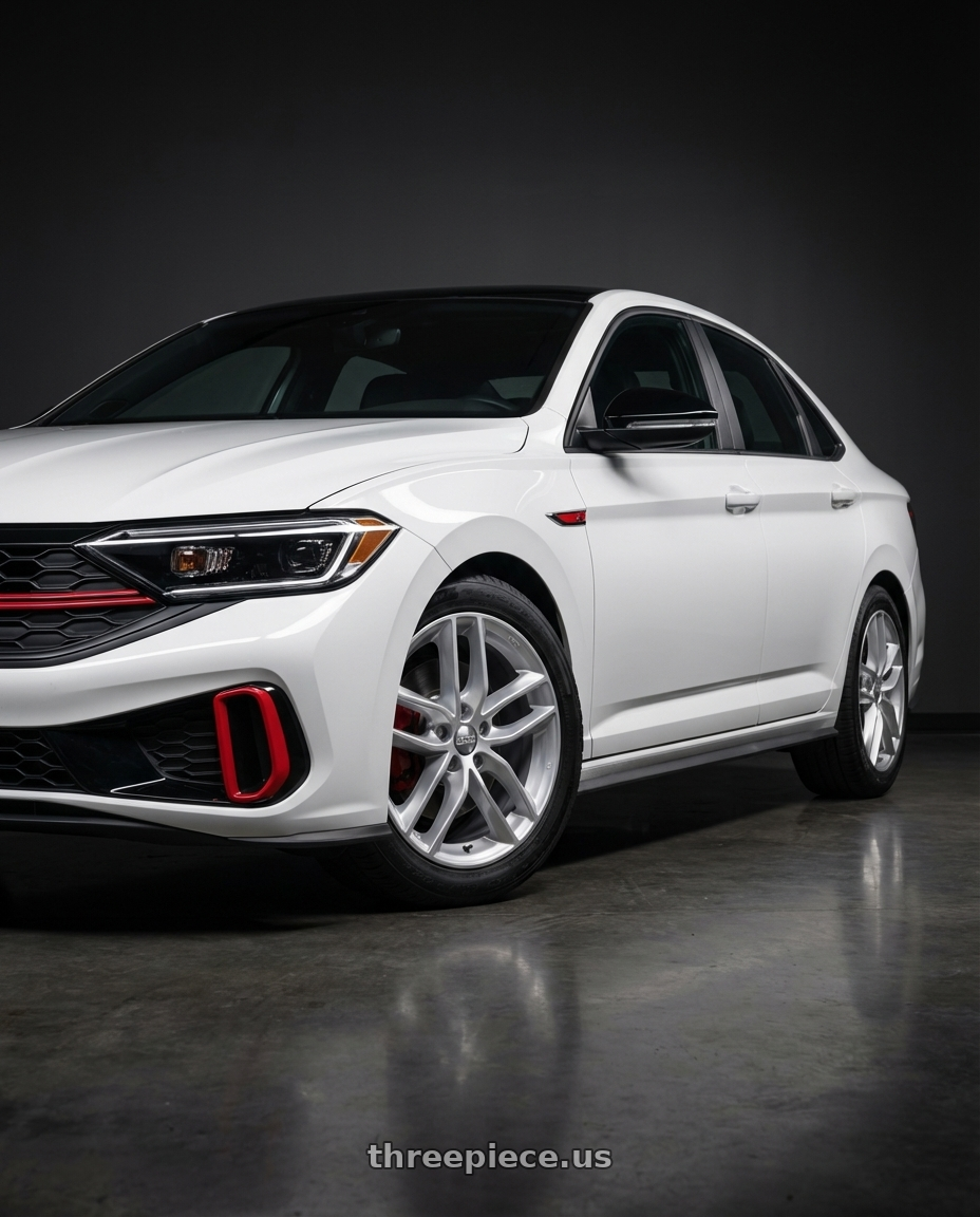 2022 Volkswagen Jetta Gli white with BBS SX 5x112 18x8.0+44 Sport Silver wheels