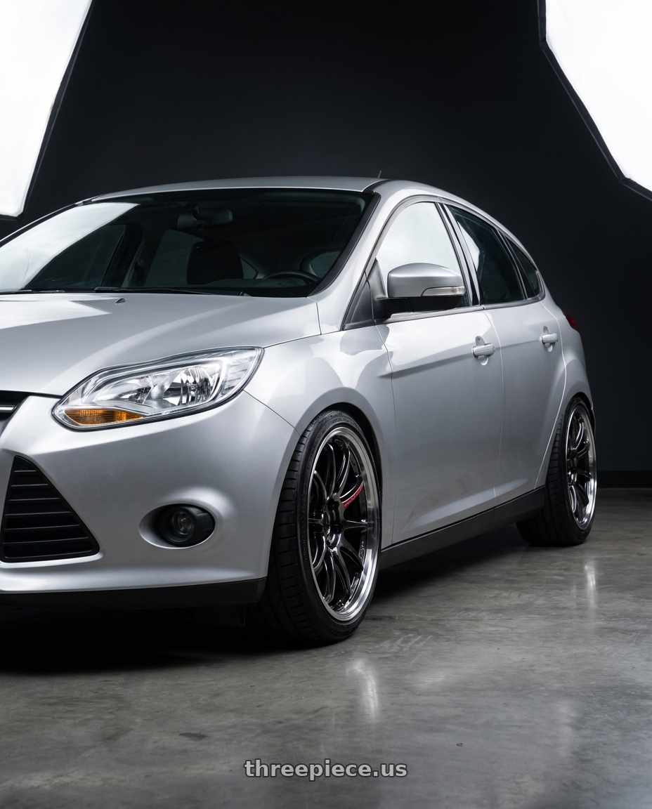 2014 ford focus mk3 1.6 silver  with Work Emotion Zr10 5x108 18x8.5 +38 Glim Black Diamond Rim cut wheels