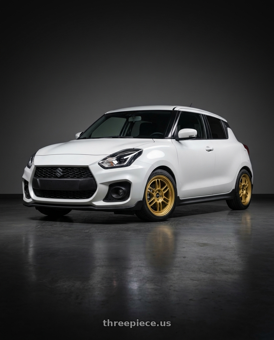 2019 Suzuki Swift sport 白色 with Enkei RPF1 5x114.3 17x8+45 Gold wheels