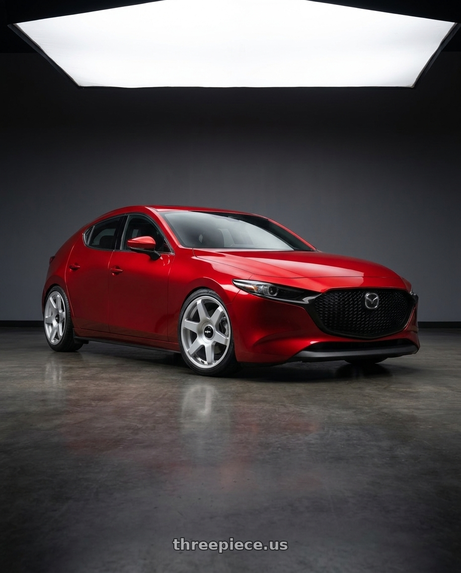 2024 Mazda 3 with Rotiform 1PC R114 SIX BLANK 19X8.5 +35 GLOSS SILVER wheels