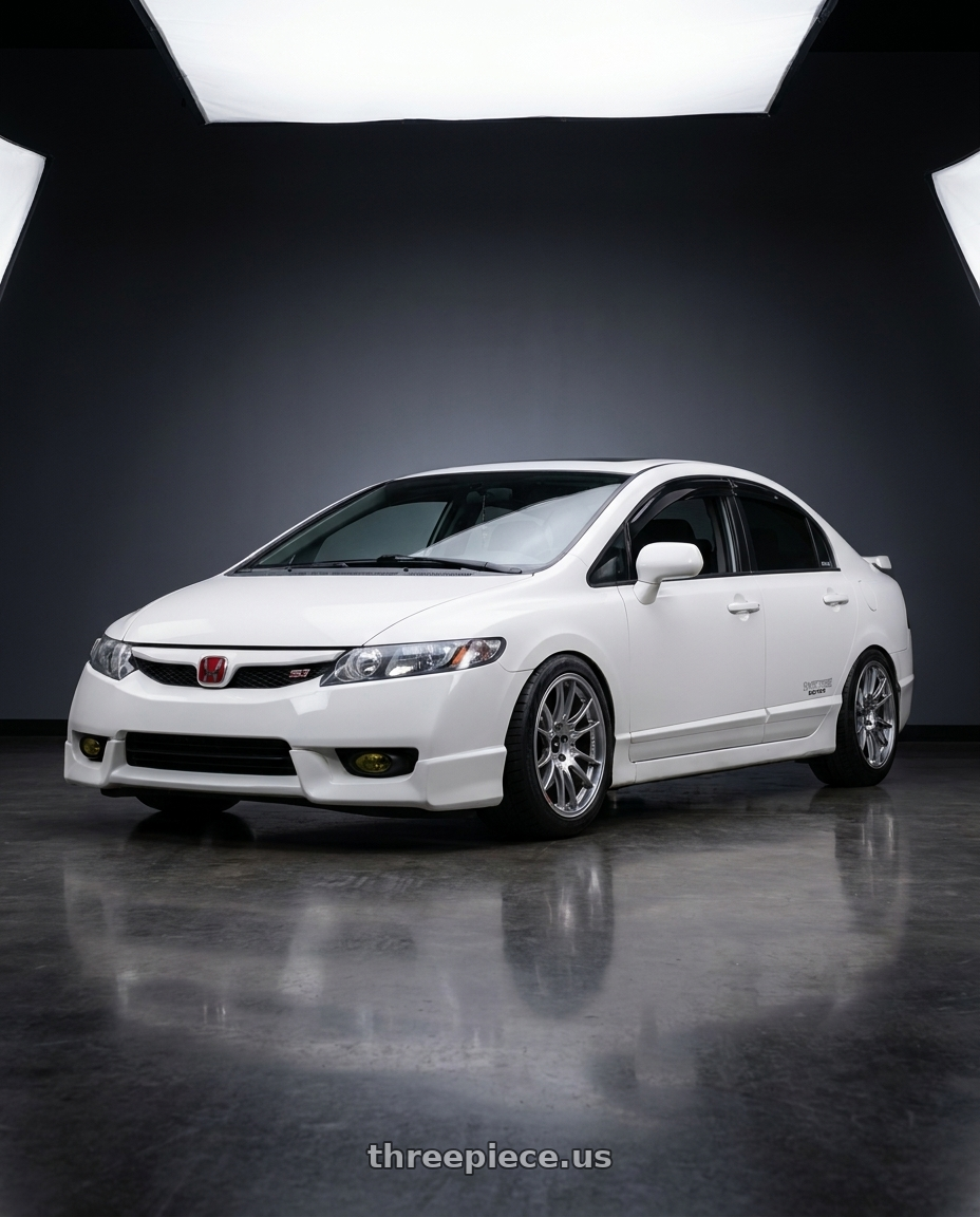 2008 Honda Civic SI with Enkei GTC02 5x114.3 18x8+35 Hyper Silver wheels