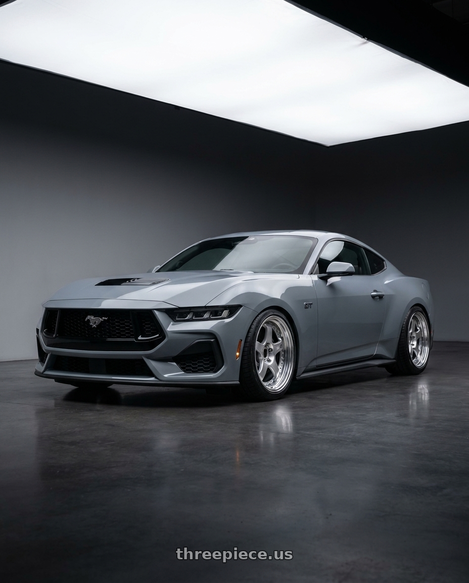 2024 Ford mustang Gt lunar grey with SSR Professor SP1 5x114.3 19X11.5+18 NR Disk Silver wheels