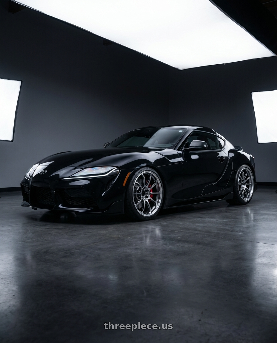 2026 toyota Supra final edition nocturnal black  with Advan Racing RZ-DF2 5x112 19x10.5 +32 DIAMOND CUT & HYPER PLATINUM BLACK wheels