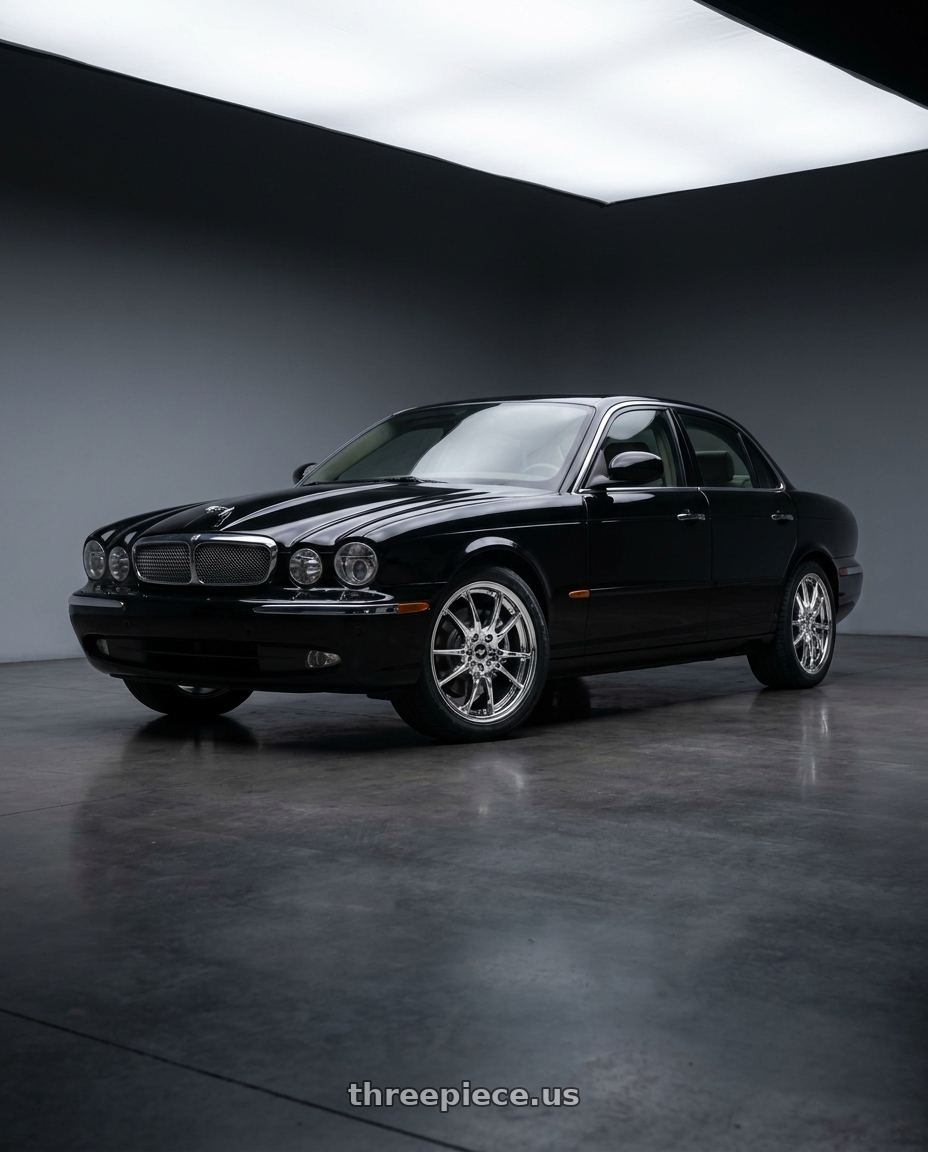 2008 Jaguar xj8 black with Motiv 436C 5X108/5X112 20x8.5 +40 Chrome Plated wheels