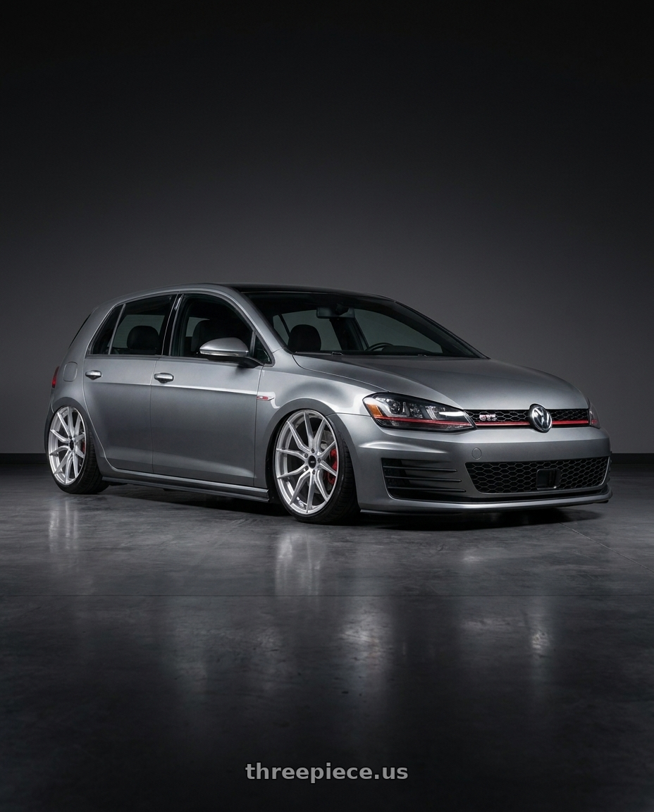 2015 Voltswagon Gti with Advanti Racing 80S Hybris 5x114.3 19x8.5 +45 Silver with Machined Face wheels