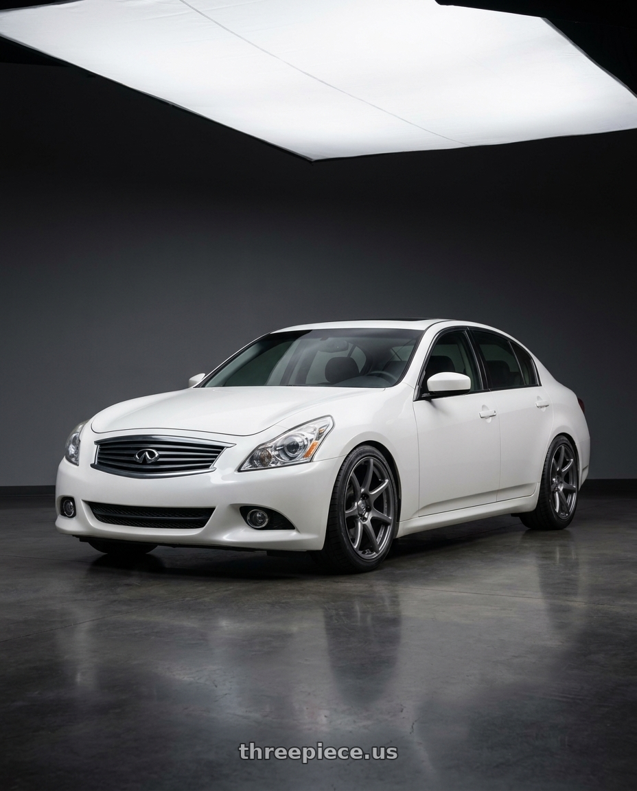 2013 G37xs White with Kansei K11G Tandem 5x114.3 18x10.5 12 Gunmetal wheels