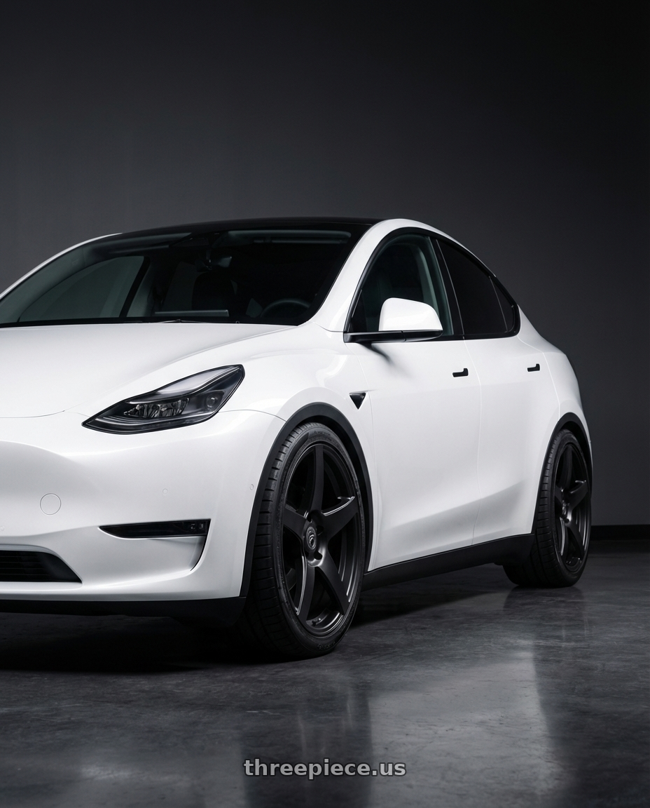 2024 Tesla Model Y with Forgestar CF5 5x114.3 20x9 +35 Satin Black wheels
