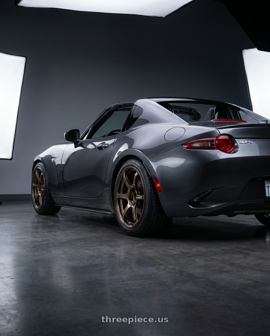 2023 mx-5 RF GT with Advan Racing RG-4 4x100 17x8.0 +35 RACING COPPER BRONZE wheels rear three quarter view square tires