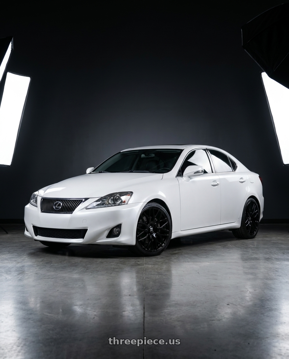 2012 Lexus IS 350 with TOUREN TR76 3276 5x114.3 20x8.5 +35 GLOSS BLACK wheels