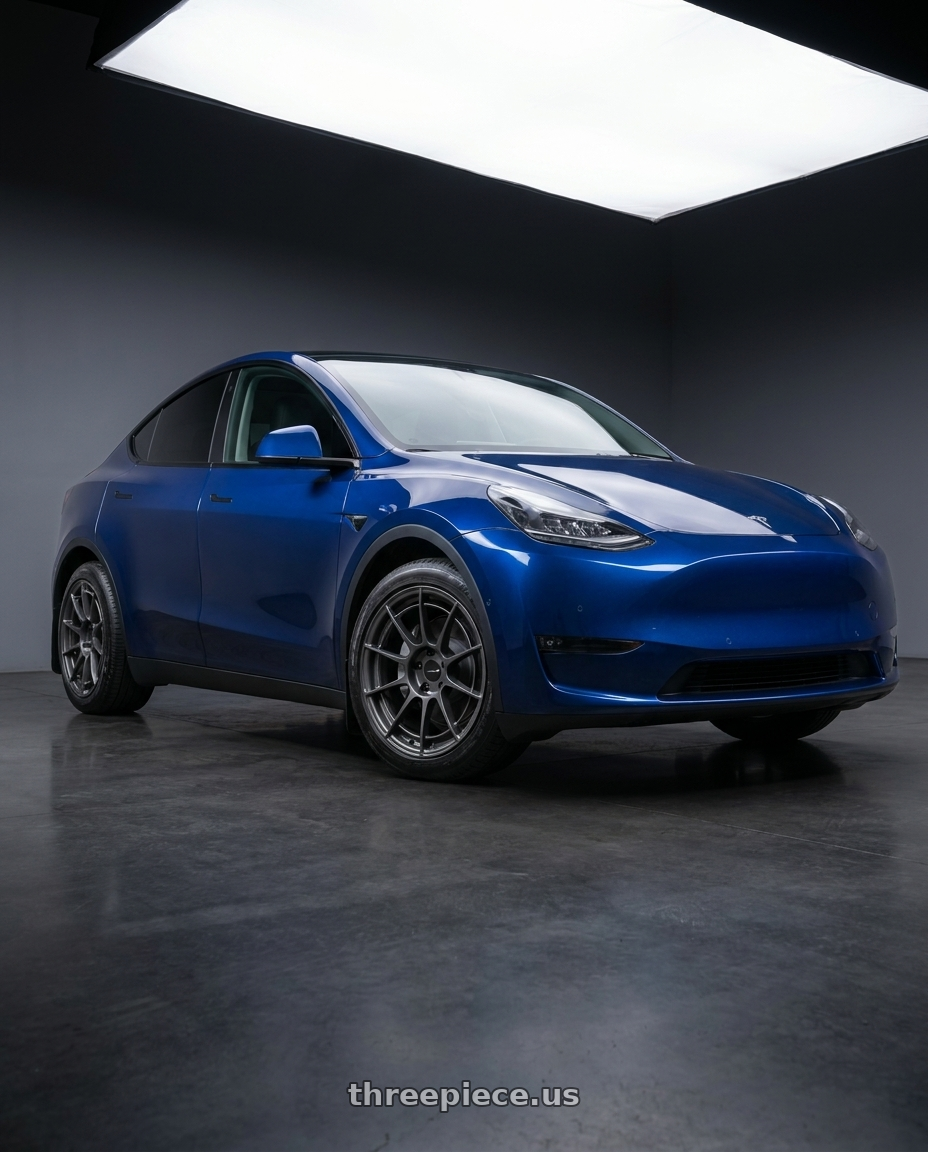 2022 Tesla model y with Enkei NT03RR 5x114.3 17x7.0+48 Matte Gunmetal wheels