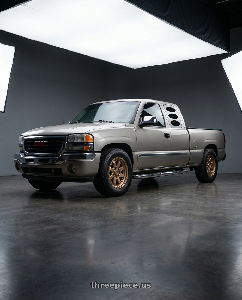 2002 GMC Sierra SLE Pewter with RTX TYR 6x139.7 17x7.5 +13 Bronze wheels