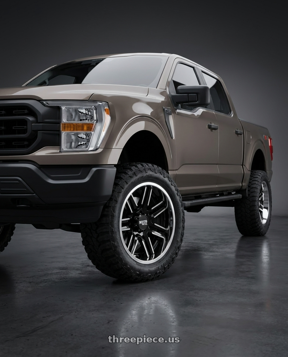 2019 Ford F-150 with Moto Metal MO202 6X135 20X12 -44 GLOSS BLACK MACHINED CENTER CHROME LIP wheels