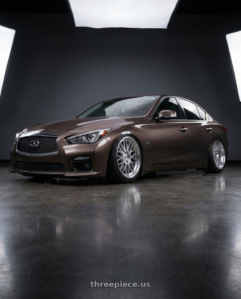 2014 Infiniti q50 with KATANA RACING KR06 5x114.3 18x8 +40 Glossy Silver Machine Lip wheels