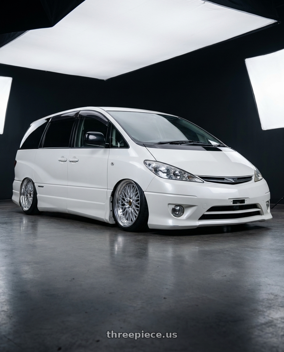 2000 estima acr30w with Work Vs-Xv 5x114.3 19x8.5+40 O Disk Silky Rich Silver wheels