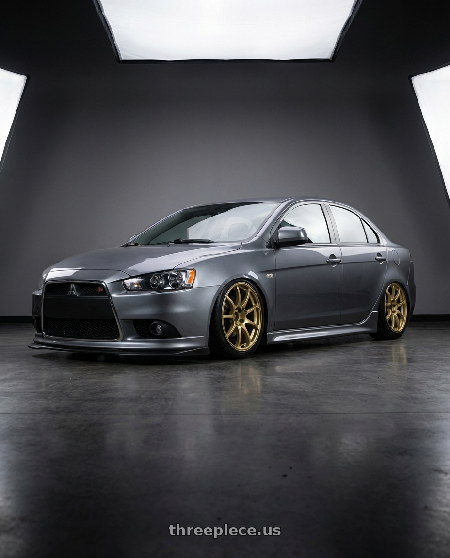 2014 Mitsubishi Lancer Ralliart with Advan RCIII 5x114.3 18x8.5+38 Gold wheels