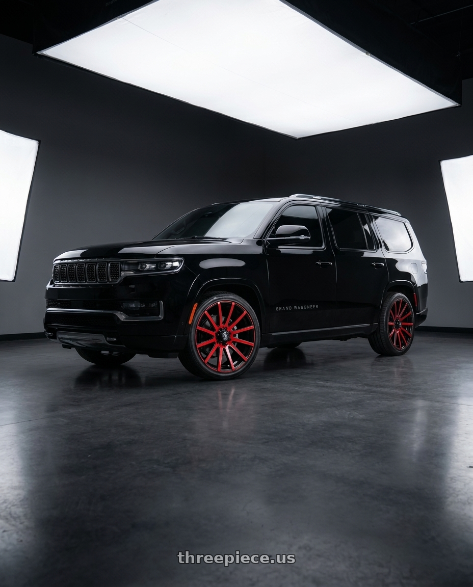 2026 jeep Grand wagoneer with G - LINE ALLOYS G0036 6x139.7 22x9.5+20 RED FACE / BLACK wheels