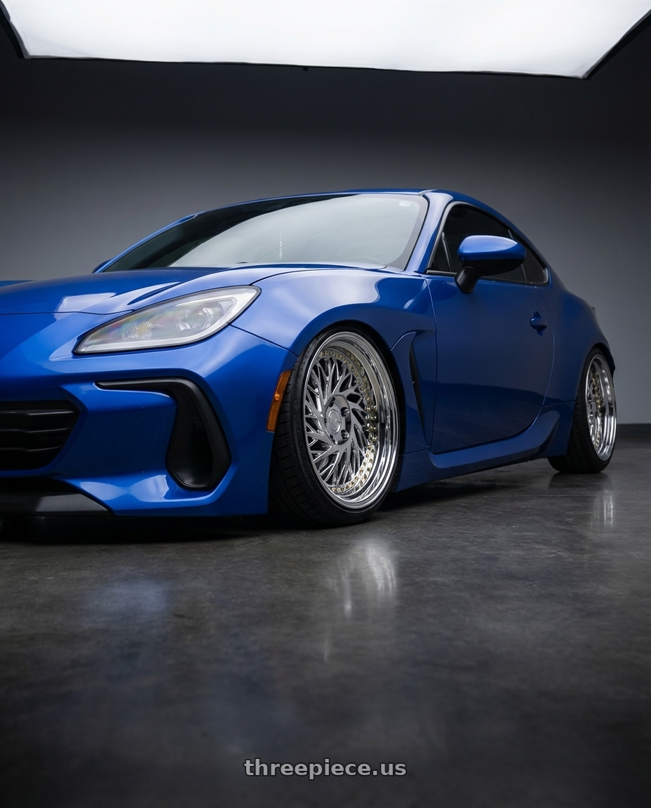 2024 Subaru BRZ with Aodhan DS03 5x114.3 18x9.5 +30 Vacuum Chrome w/Gold Rivets wheels