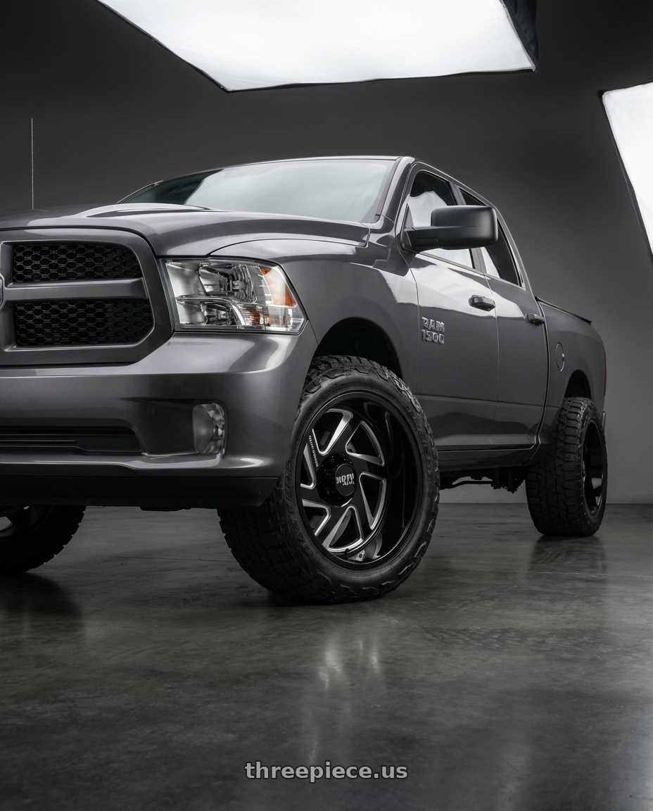 2024 Ram 1500 with Moto Metal MO400 6X139.7 22X14 -76 GLOSS BLACK MILLED wheels