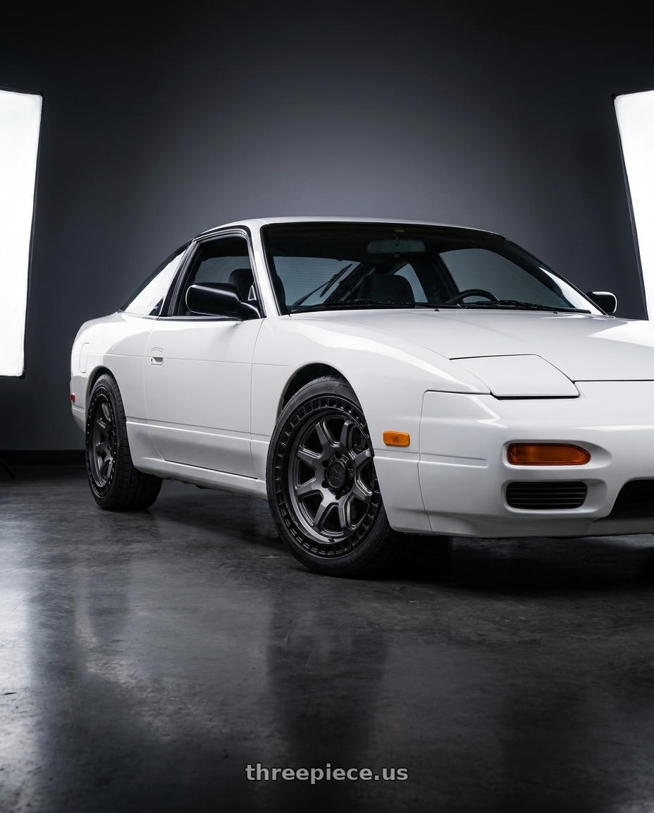 Nissan 240sx 1999 with Black Rhino CALICO 5X127 17X8.5 +34 MATTE GUNMETAL W/ MATTE BLACK LIP wheels