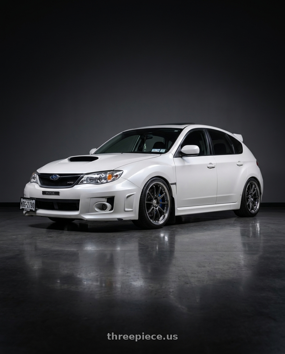 2012 Subaru Wrx Hatchback Pearl with Work Wheels VS-KF 5x100 18x8.5+40 Brilliant Silver Black O Disk FULL REVERSE wheels