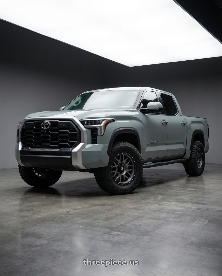 2018 Toyota Tundra with XD XD127 BULLY 5X150 20X9 +25 MATTE GRAY BLACK RING wheels