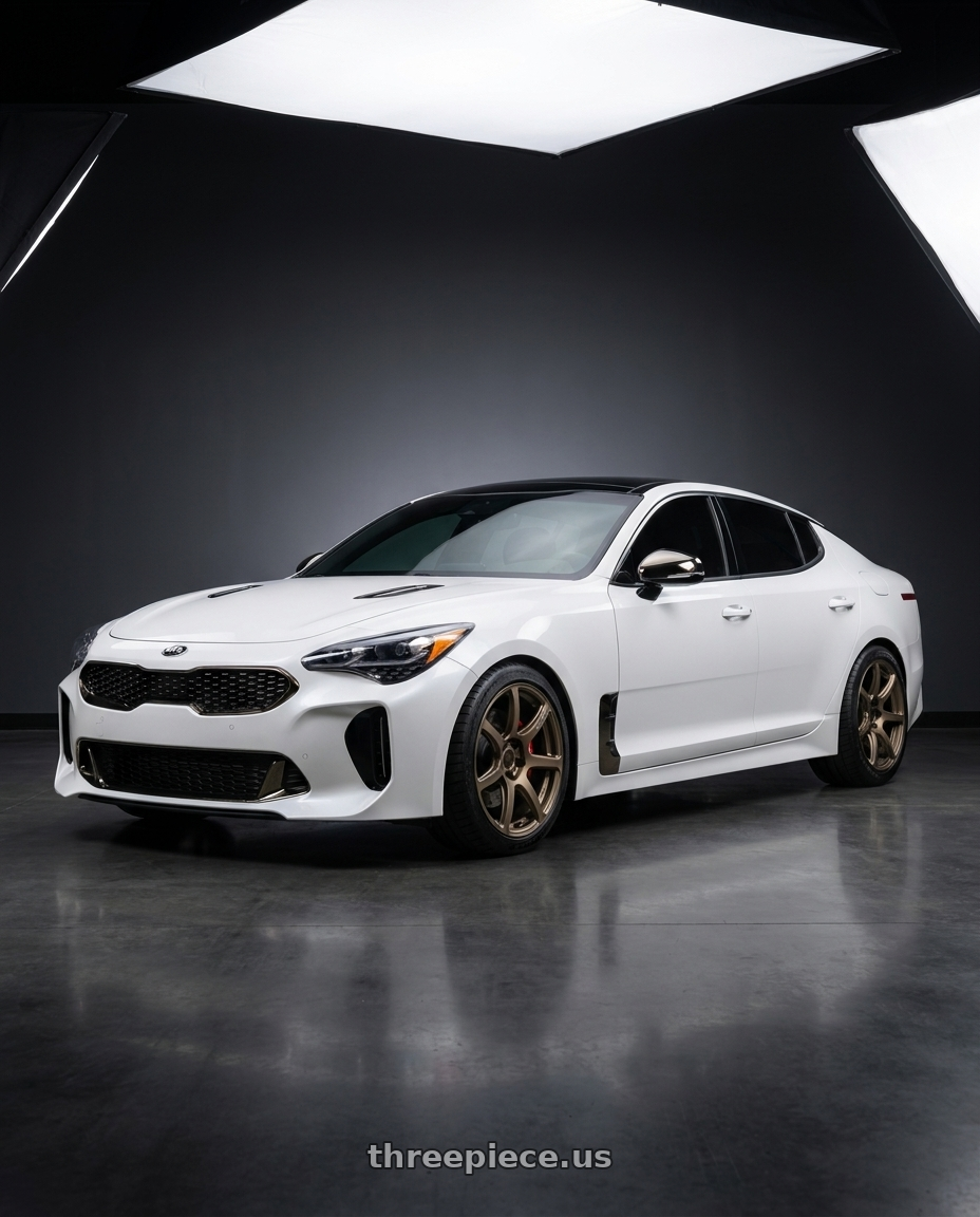 2023 Kia Stinger GT2 with Work Emotion T7r 5x114.3 19x9.5 +38 Matte Bronze wheels