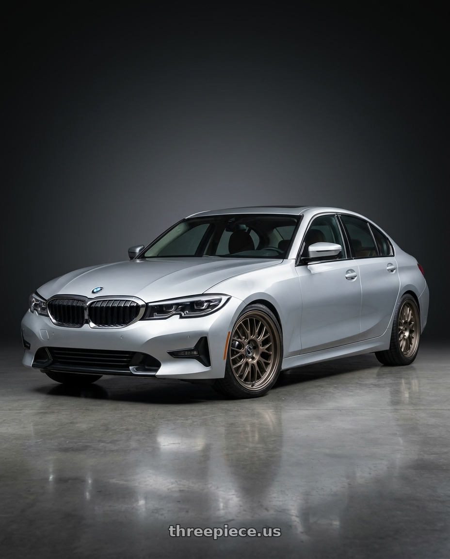 2023 BMW 3 Series G20 with fifteen52 HOLESHOT 5x112 19x8.5 +45 MAGNESIUM GREY (SATIN BRONZE) wheels