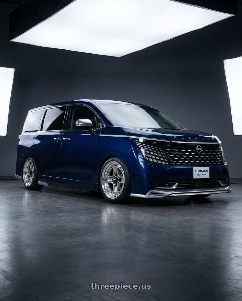 2026 nissan elgrand with Work Equip 40 4x100 15x8.5 +3 a disk Brut Silver wheels
