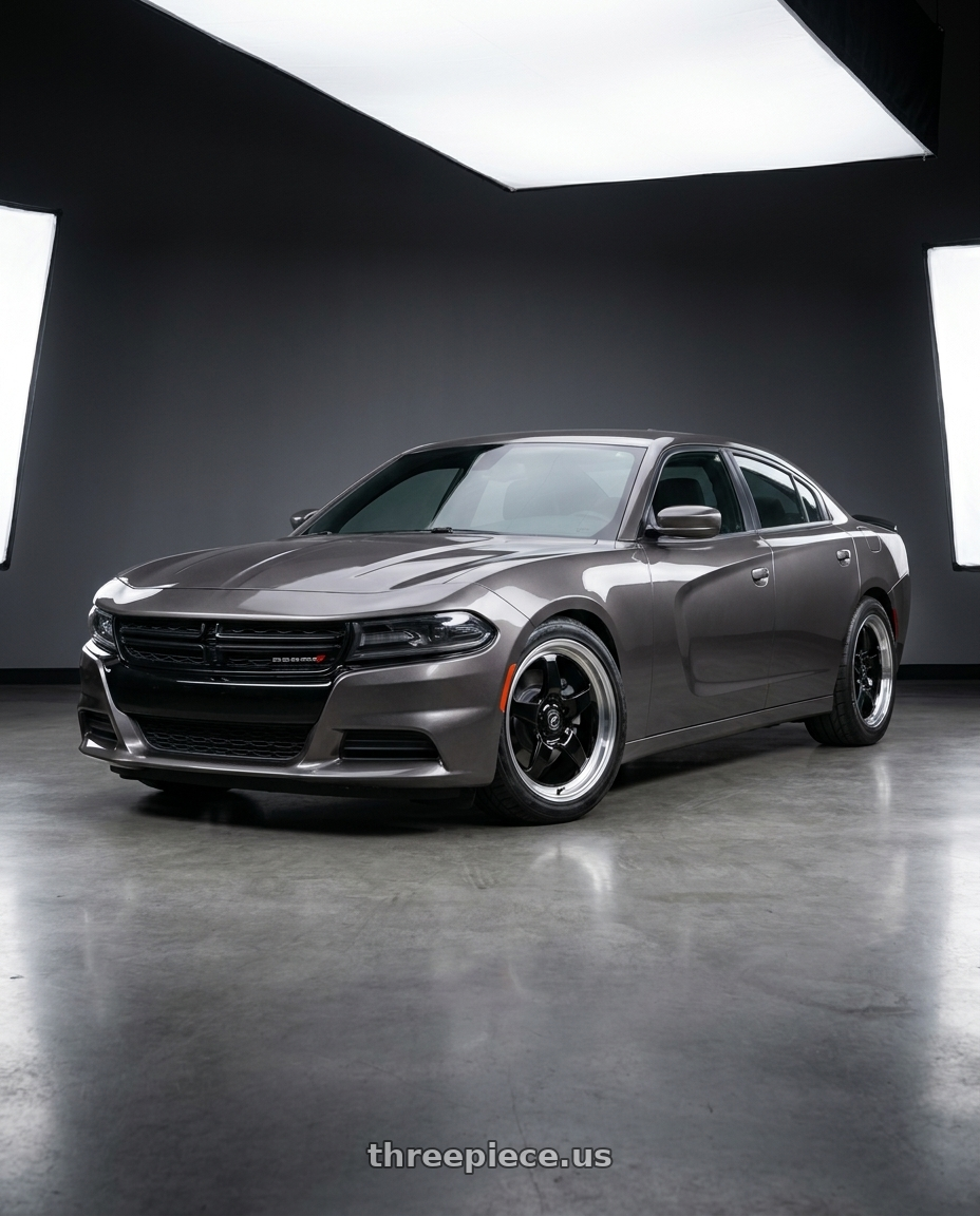 2021 Dodge Charger SXT with Forgestar D5 Drag 5x115 18x5 -37 Gloss Black Machined wheels