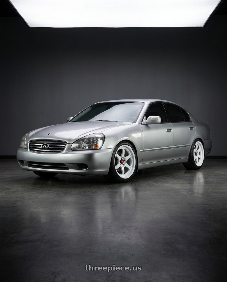 2002 Infiniti Q45  with Aodhan AH08 5x114.3 18x8.5+35 Gloss White wheels