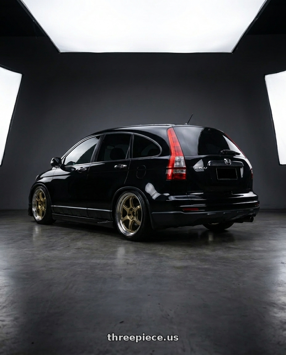 2011 Crv black with Advan Racing R6 5x114.3 20x9.0 +42 MACHINING & RACING HYPER BLACK wheels rear three quarter view square tires
