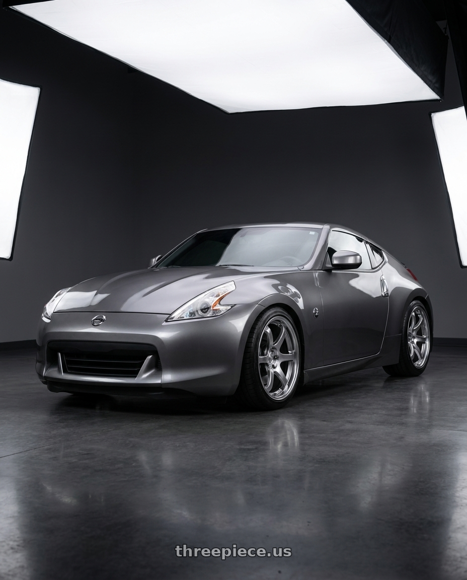 2009 Nissan 370z with Ssr Reiner Type 6S 5x114.3 19X9.5 22 Normal Disk Titan Silver wheels
