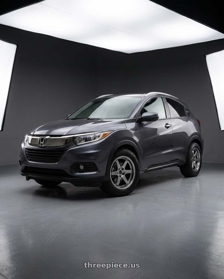2020 Honda HR-V with Vors TR37 5x114.3 17x8 +35 Hyper Black wheels front three quarter view stock stance