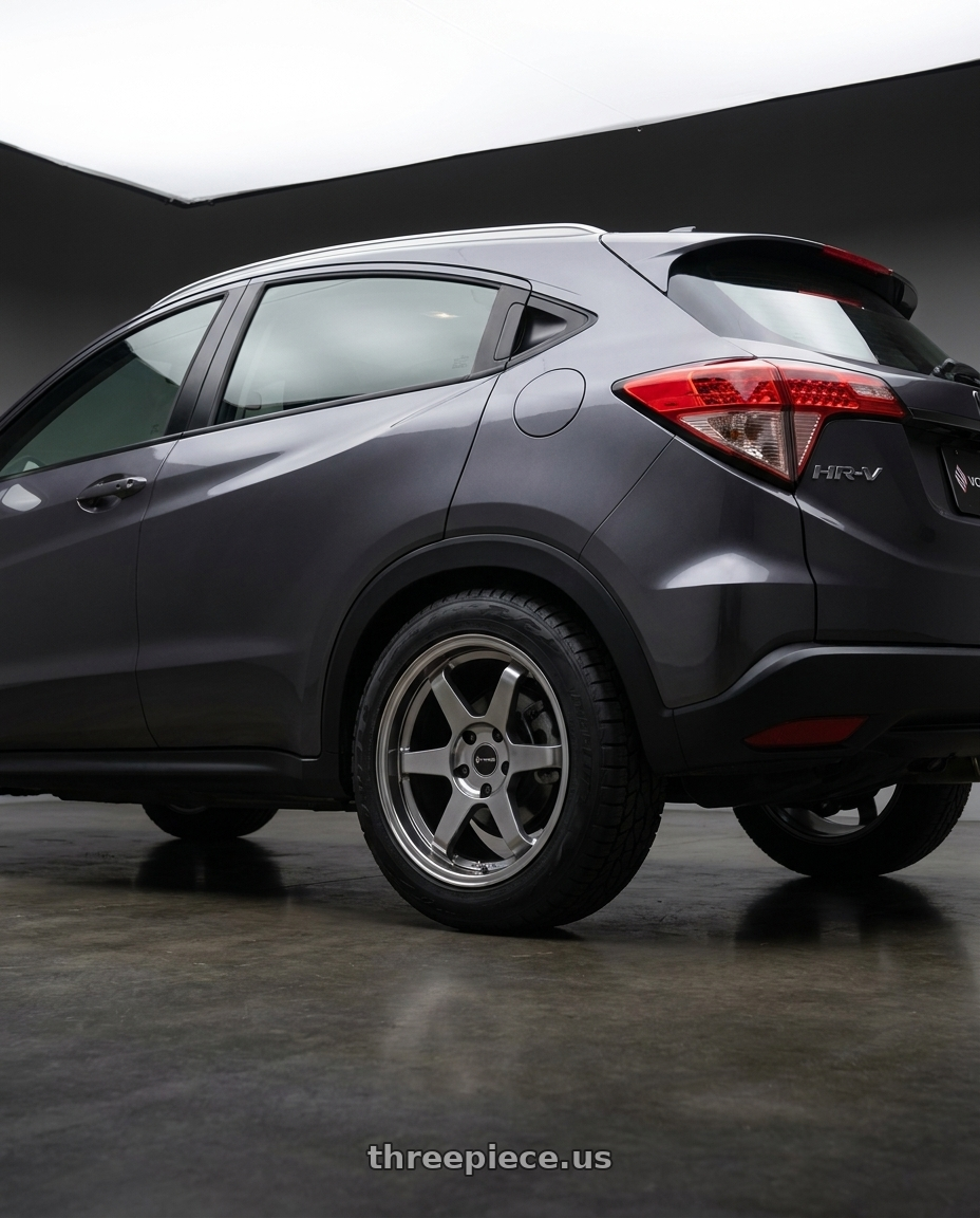 2020 Honda HR-V with Vors TR37 5x114.3 17x8 +35 Hyper Black wheels rear three quarter view meaty tires