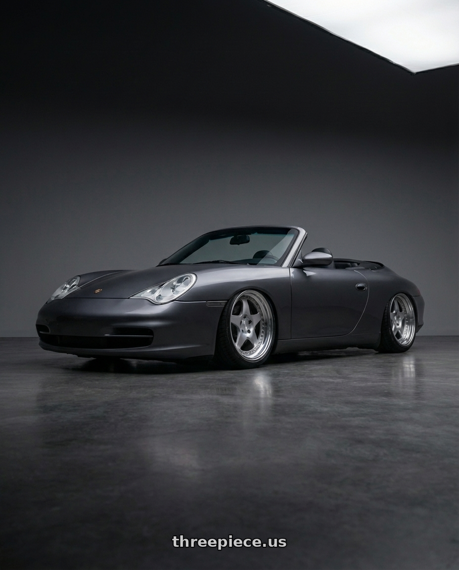 2002 Porsche 911 with Rotiform RC200 NUE 5X120 20x8.5 +35 GLOSS SILVER W/ MACHINED FACE wheels