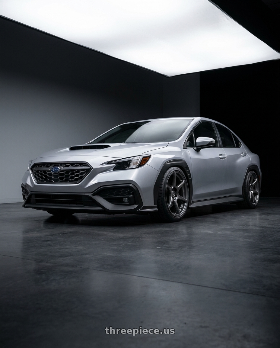 2026 Subaru WRX Limited Ice Silver Metallic with Kansei K11G Tandem 5x114.3 19x9.5 22 Gunmetal wheels